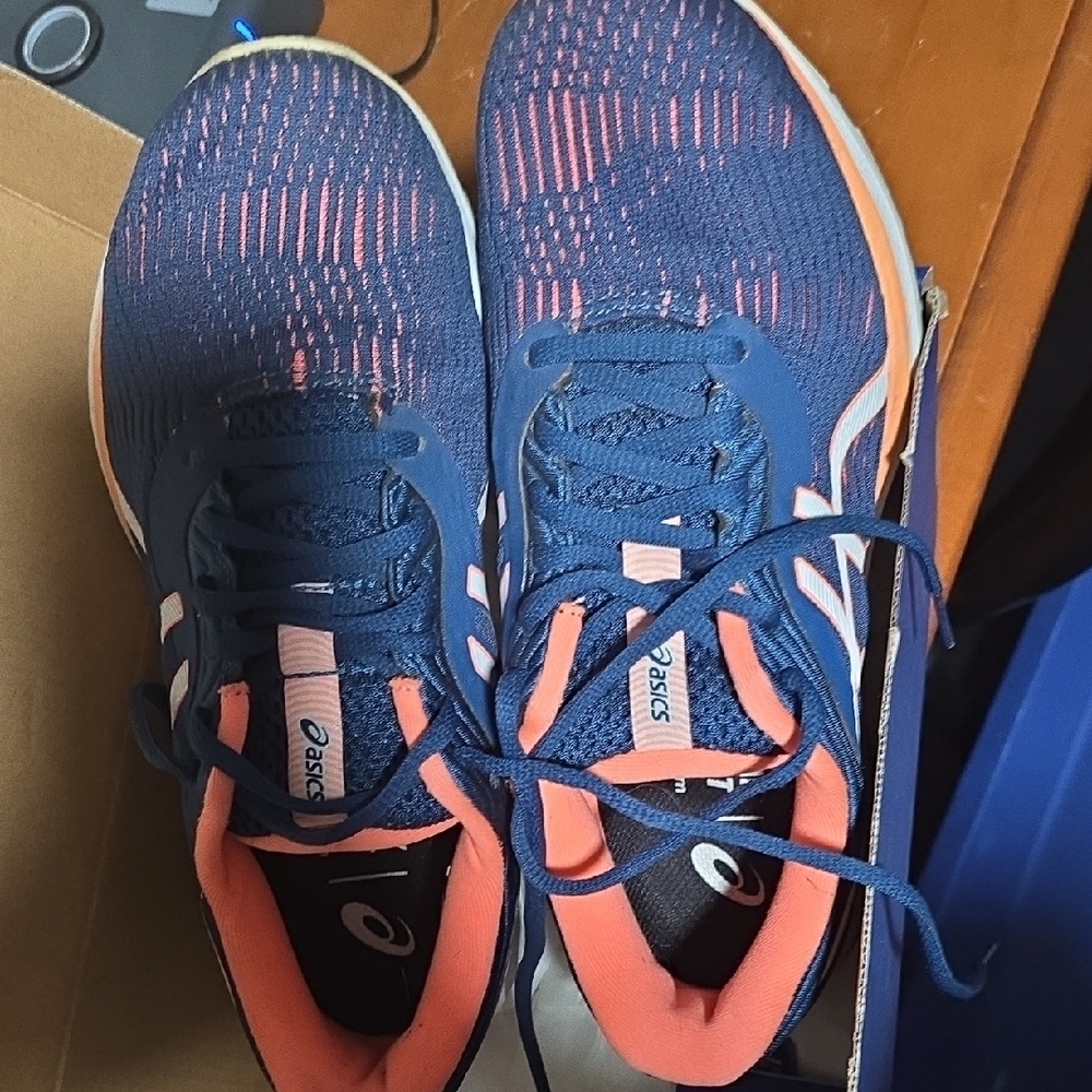 Asics Orange and Blue Athletic Shoes with Mesh Upper